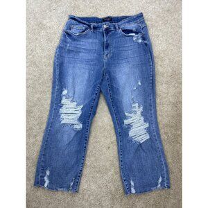 Judy Blue Distressed Cropped Jeans Size 16W
